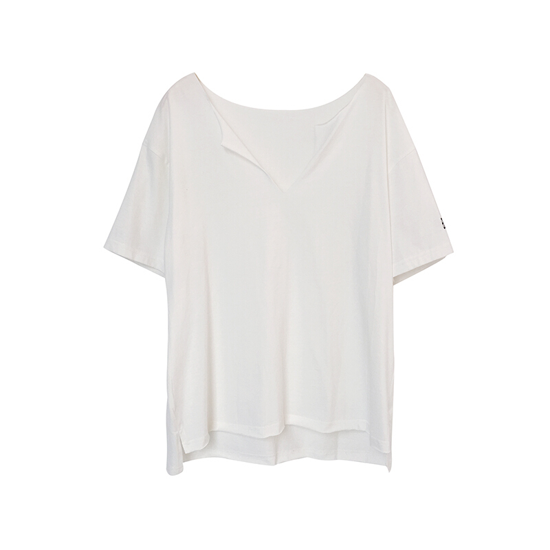 2018夏季新款韩版宽松时尚纯色百搭休闲V领个性短袖T恤女潮流学生