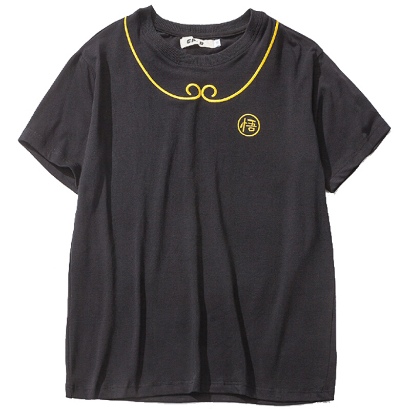 夏季中国风刺绣短袖T恤男士加肥加大码韩版修身圆领半袖复古男装