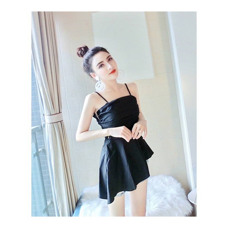 时尚新款女装韩版新款时尚气质修身百搭不规则无袖带露背上衣