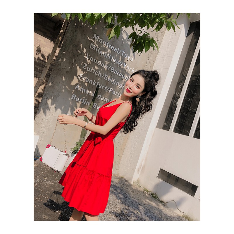 裙子女夏2018新款韩版气质时尚潮流百搭修身显瘦淑女休闲连衣裙潮