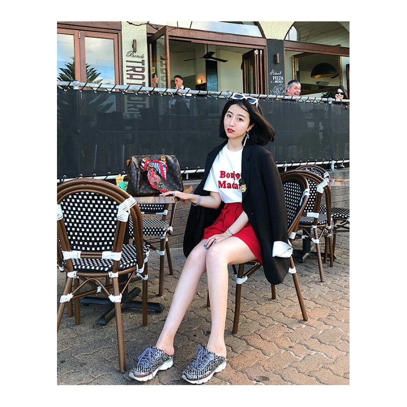 ufx2018春夏韩版短袖宽松百搭潮流毛巾刺绣打底女白色T恤字母白色(现货)