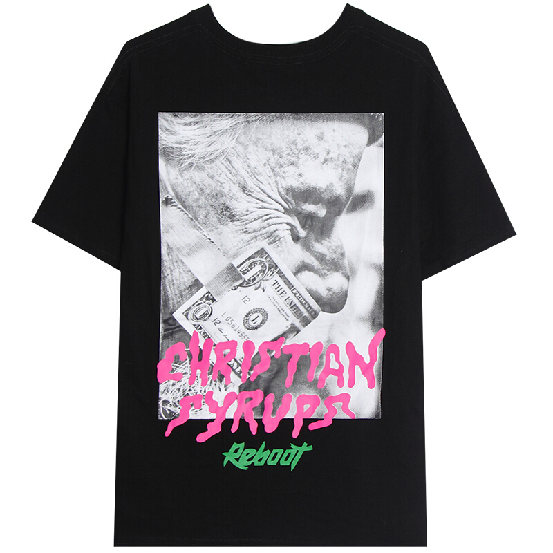 2018新款春季韩版宽松百搭学生圆领短袖印花字母中长款打底T恤女黑色均码