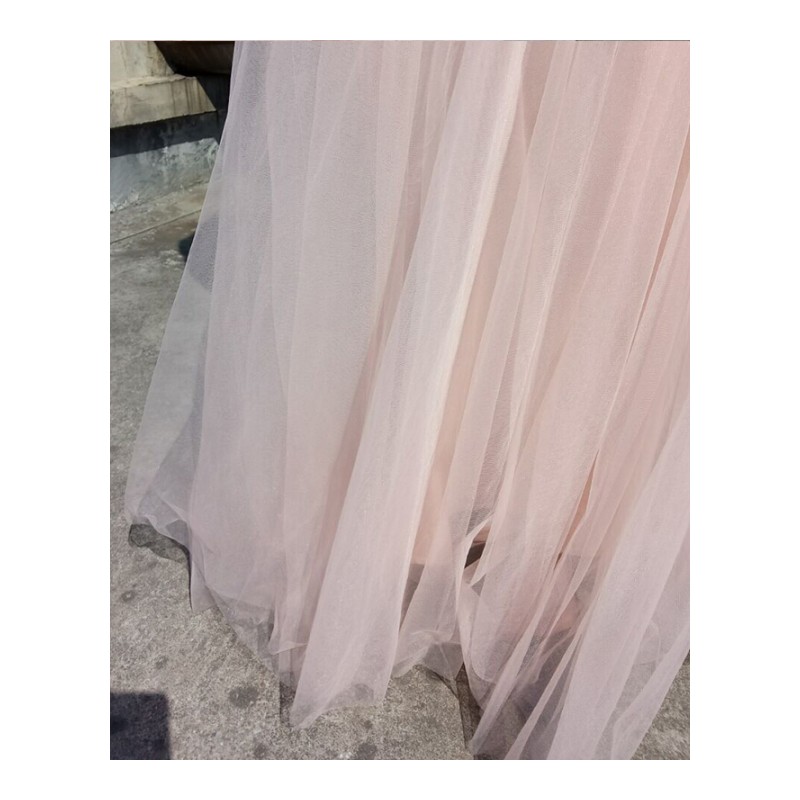 超长多层网纱半身裙及踝春多层蓬蓬百褶裙仙女飘逸粉色拖地纱裙粉红色