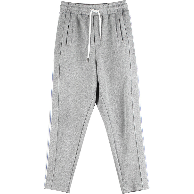 付臭美2018夏装新款韩版系带松紧腰运动裤休闲长裤子女直筒学生灰色均码