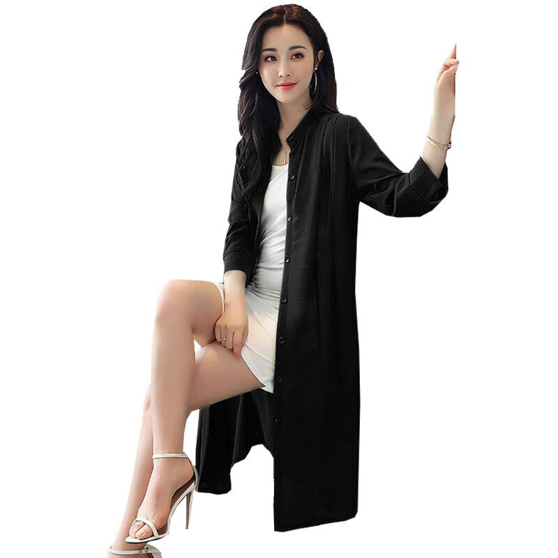 防晒衣女夏季韩版2018大码雪纺开衫外搭中长款超仙气质上衣薄外套