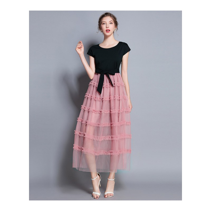 2018夏装新款韩版洋气港味连衣裙夏气质温柔裙超仙收腰显瘦长裙潮