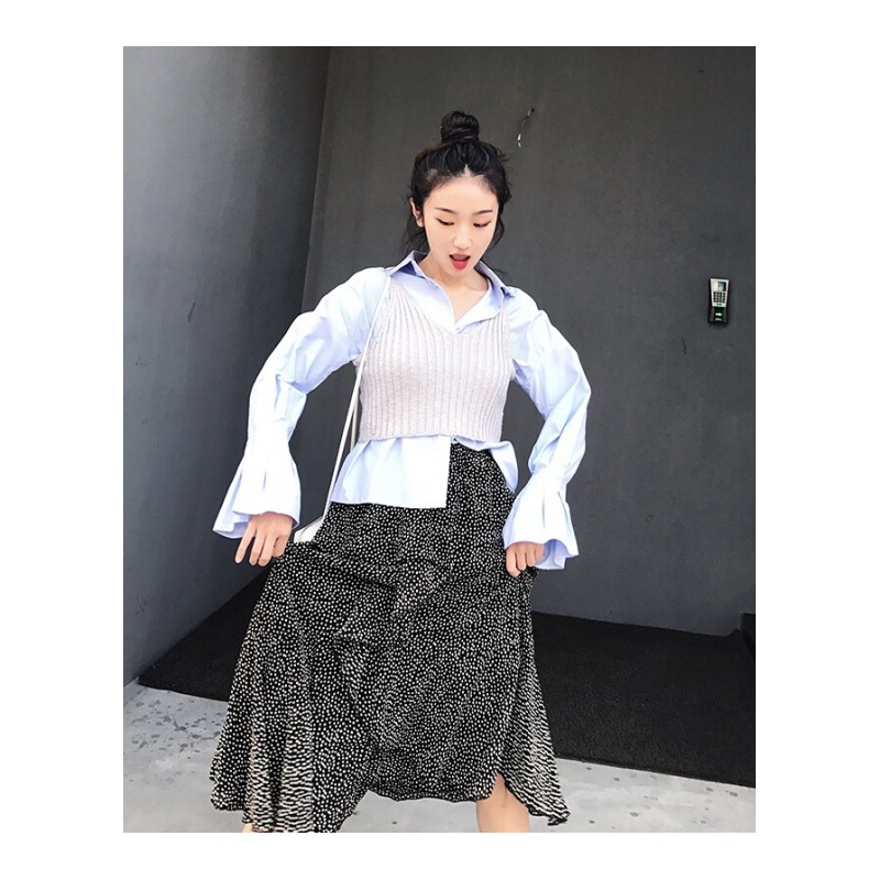 艺米YIMI2018新款针织带背心女上衣浅灰色:预售4月中旬均码