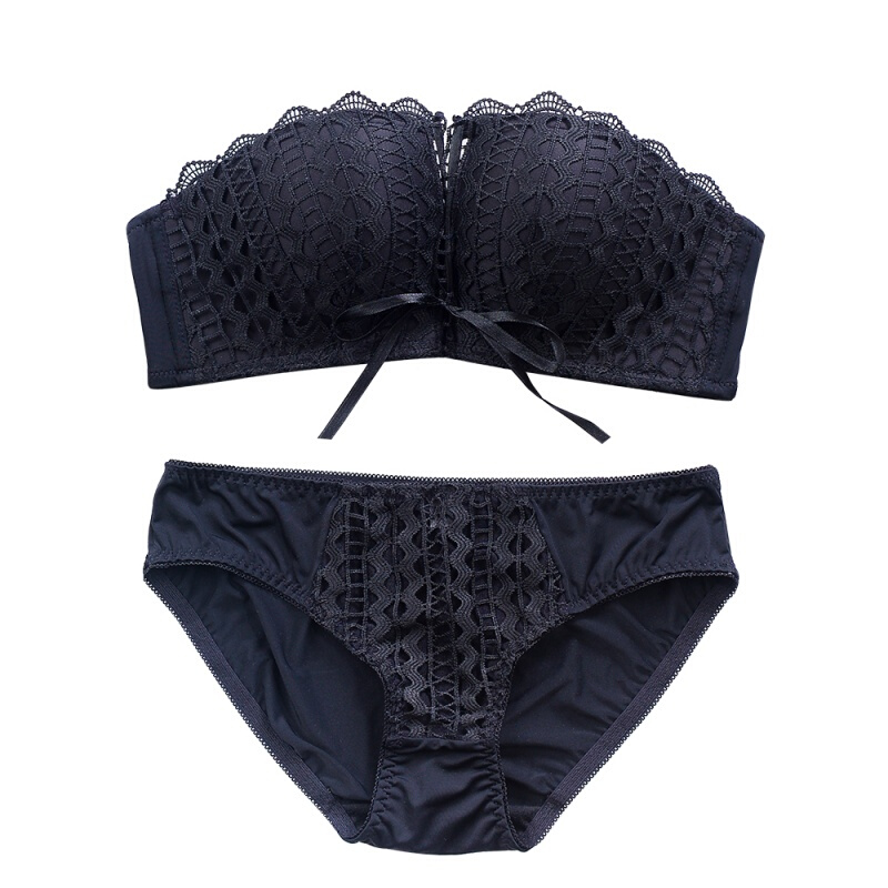 无肩带文胸贴聚拢防滑上托薄款性感内衣套装女无钢圈隐形小胸罩夏