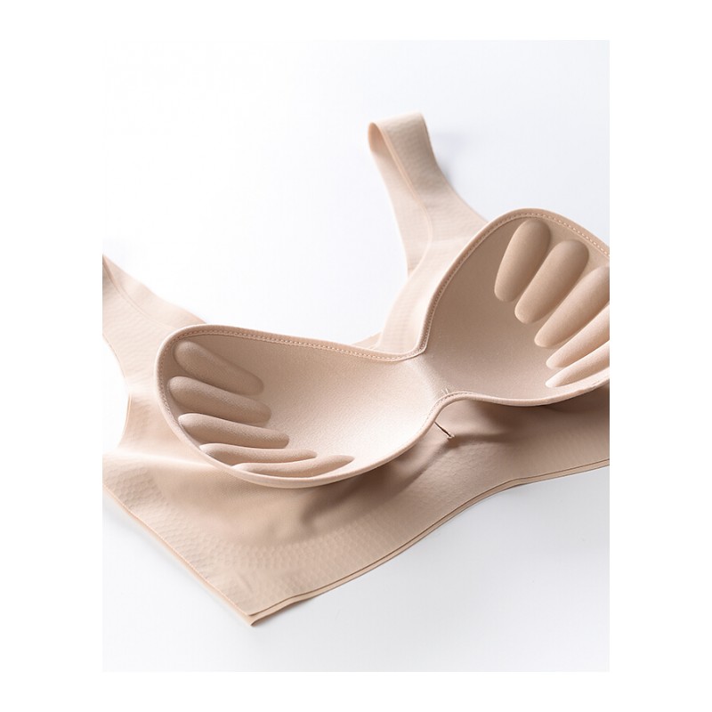 日本无痕内衣套装女聚拢无钢圈防震跑步背心大码胸罩运动文胸薄款套装黑色+肤色(2套装)S(建议100斤以下70ABC&am