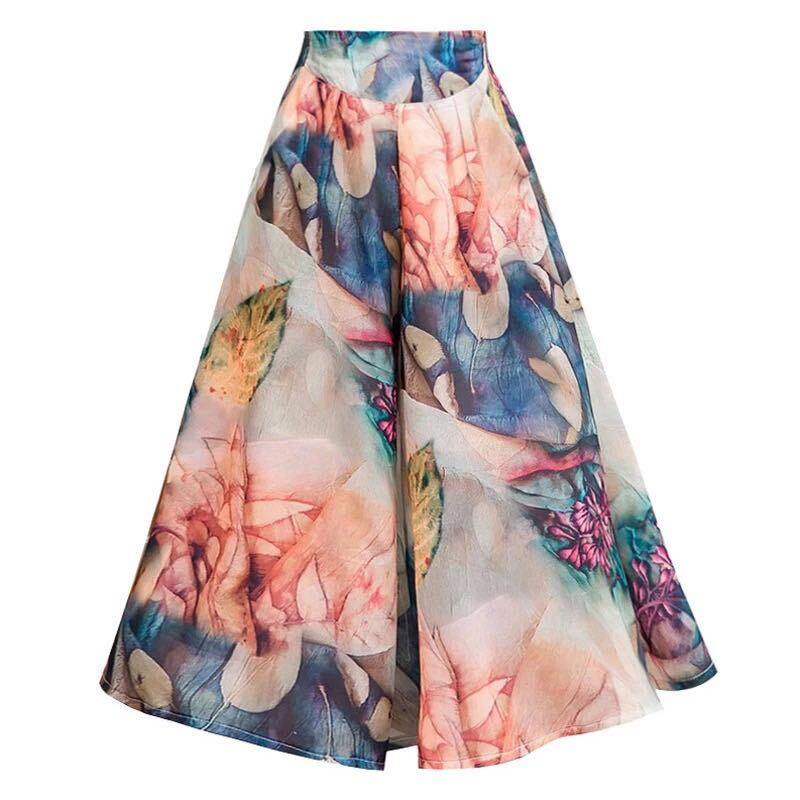 冰丝阔腿裤女夏2018新款雪纺碎花高腰显瘦薄款裤子宽松裤裙九分裤