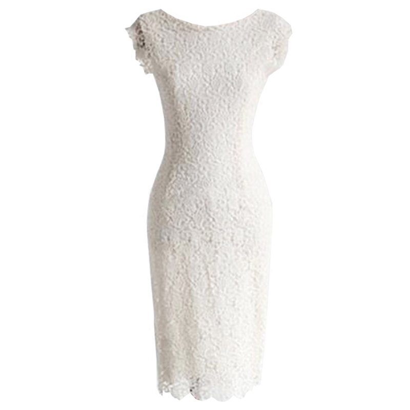 2018夏装新款韩版修身蕾丝包臀无袖中长款显瘦打底白色连衣裙女潮