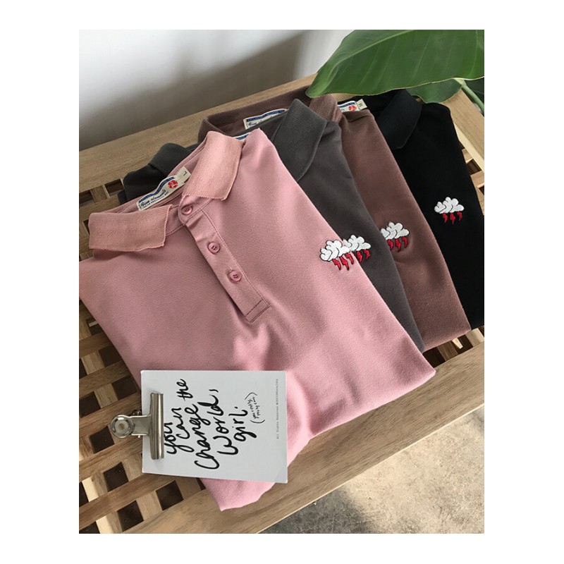 POLO短袖女2018春夏新情侣款bf韩版ulzzang宽松T恤上衣学生打底衫