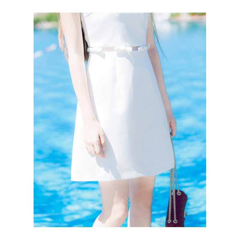 2018夏季新款韩版女装修身显瘦无袖初恋裙小清新连衣裙裙子白色