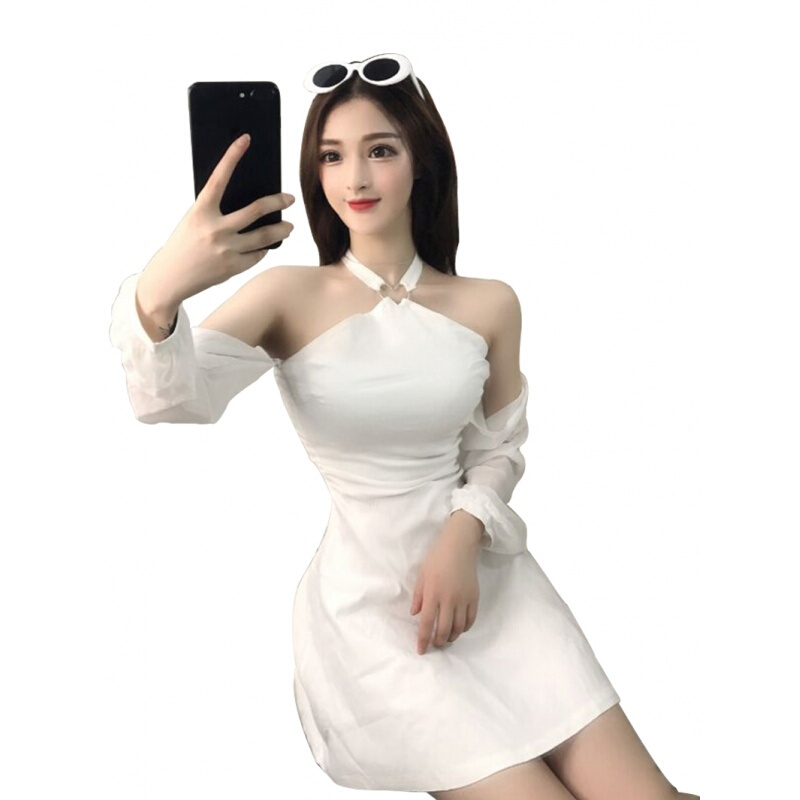 夜店性感女装2018新款夏显瘦夏季小心机连衣裙气质小仙女夜场裙子白色均码