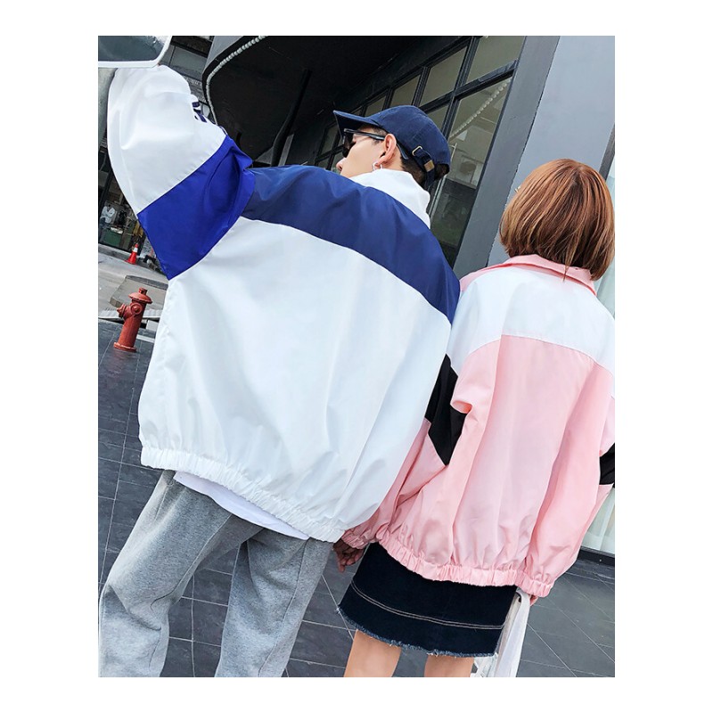 2018夏季港风情侣外套潮流BF风运动棒球服韩版男女宽松拼色夹克衫