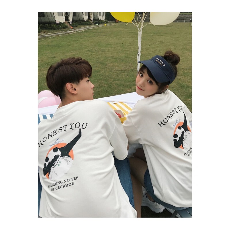 酷酷的情侣装2018夏装套装新款韩版学生宽松帅气春装短袖T恤女潮