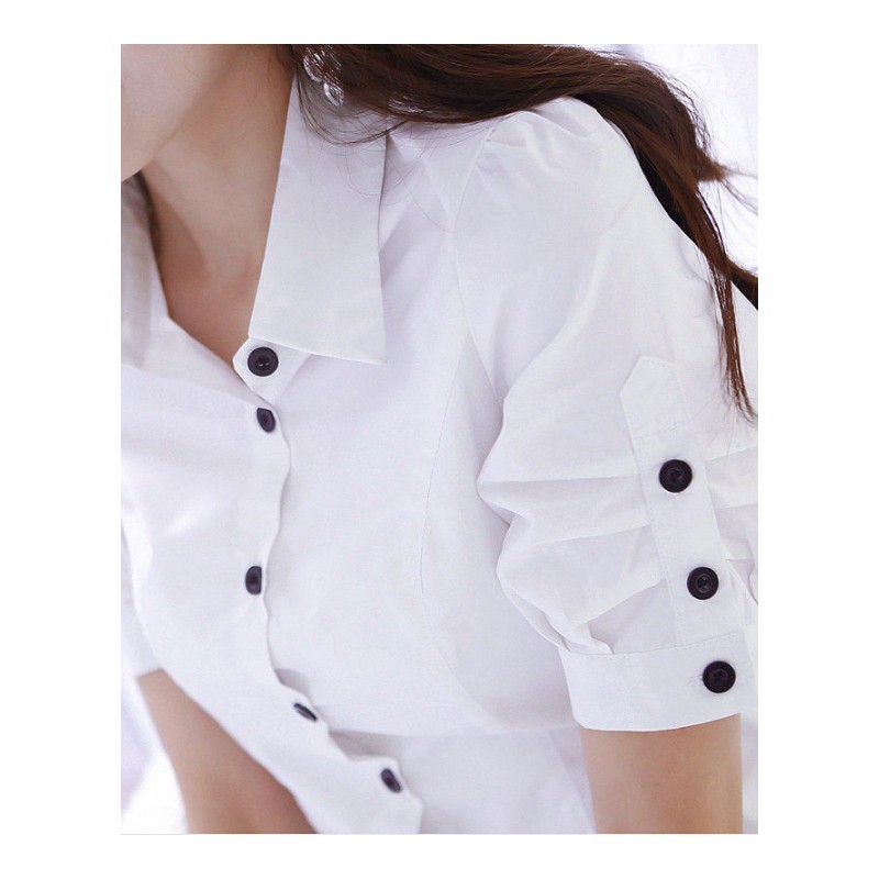 白衬衫女短袖2018夏季新款半袖职业上衣韩版显瘦工作服衬衣寸A1701白衬衫
