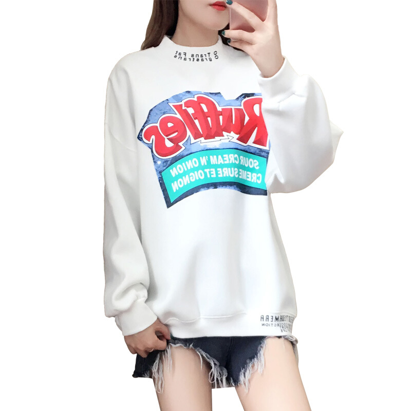 2018秋装新款韩版bf原宿超火卫衣女薄款长袖宽松学生春秋上衣外套白色