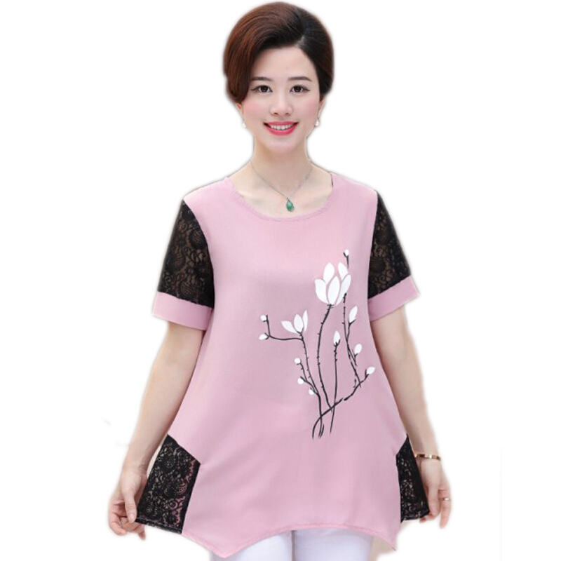 妈妈装夏季衣服套装中老年女装大码短袖T恤中年人夏装40-50岁上衣