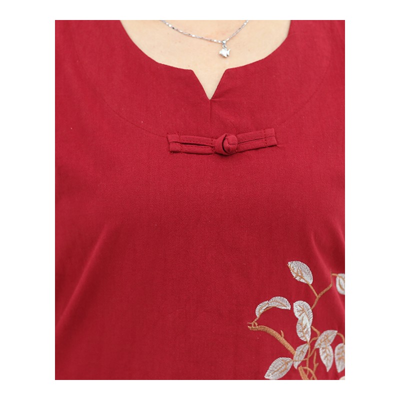 妈妈装夏装T恤棉麻套装中老年人奶奶装60-70岁80老太太衣服两件套