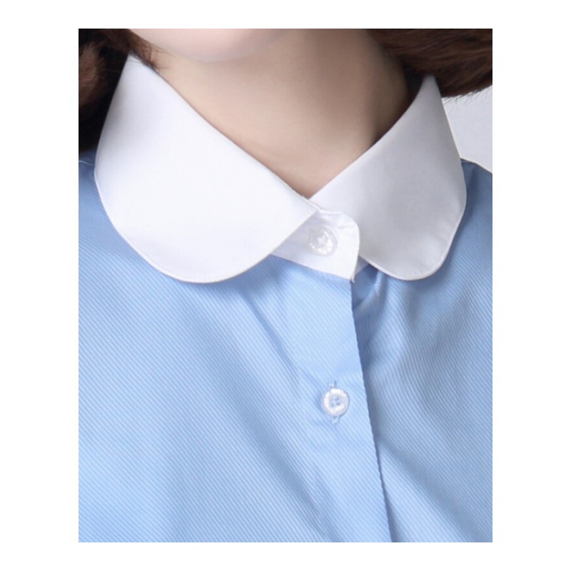 蓝色短袖衬衫女职业正装工装工作服大码修身半袖衬衣上班面试寸衫白色[斜纹]