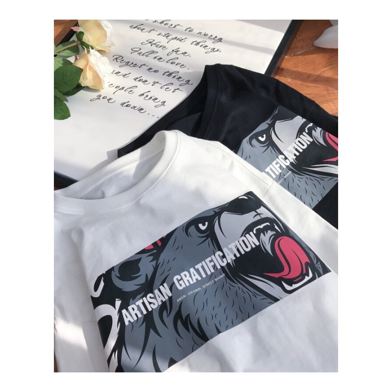 BF男友风短袖女T恤学生宽松韩版ulzzang百搭情侣原宿半袖上衣潮