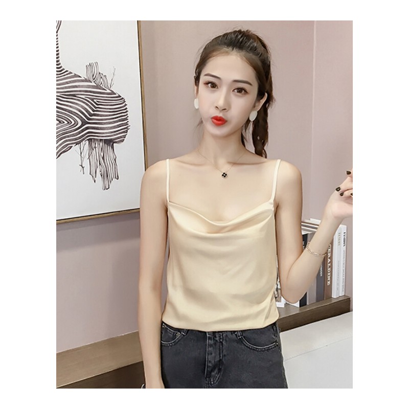 黑白色内搭带雪纺纯色打底衫女夏季新款外穿无袖短款小背心上衣
