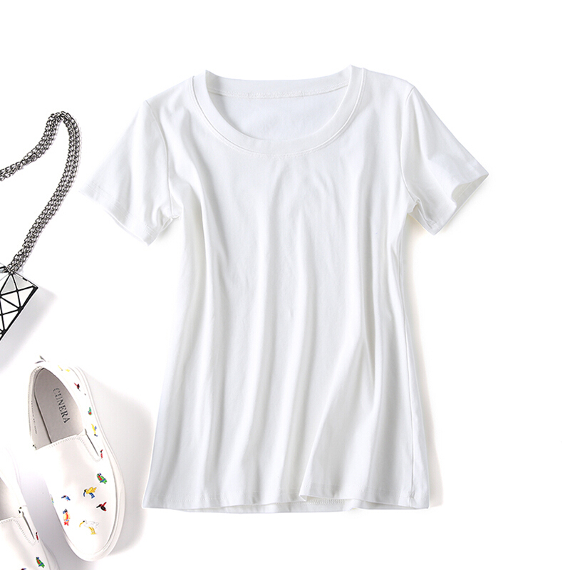 T恤女短袖2018新款韩版显瘦弹力小心机百搭棉chic上衣欧货半袖黑色均码