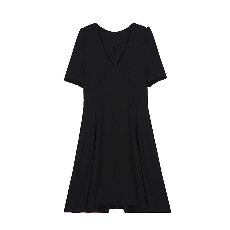 赫本小黑裙2018新款女装黑色V领小心机连衣裙短款显高显瘦小个子黑色黑色