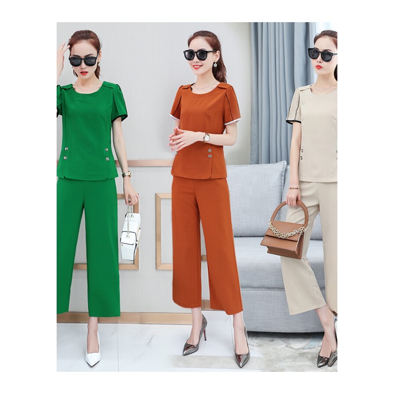 棉麻套装女夏季2018新款女士雪纺遮肉宽松洋气亚麻时尚显瘦两件套