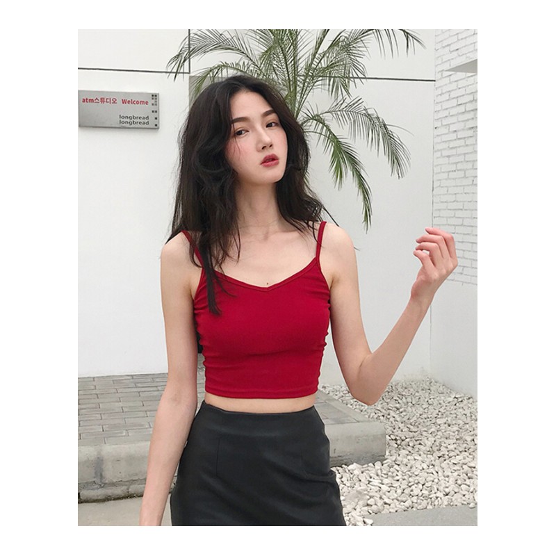 带背心女夏2018新款外穿短款修身显瘦百搭上衣bf性感露背打底衫黑色均码