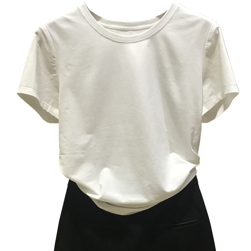 女装打底衫2018夏装新款白色T恤女短袖修身纯色体恤