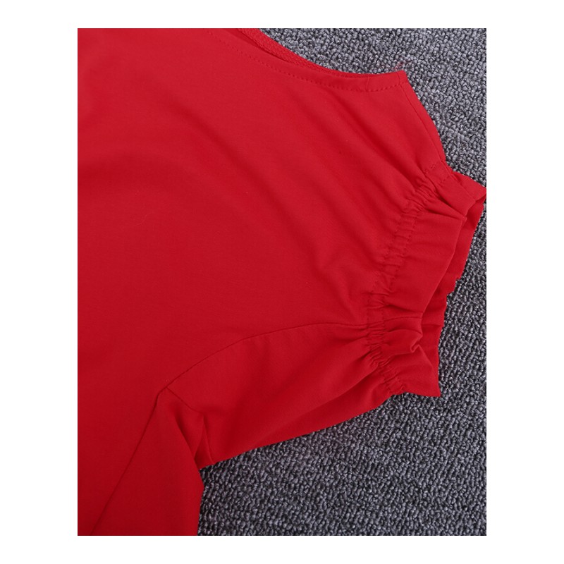 白色T恤女韩版2018夏装新款宽松露肩字母红色上衣夏季时尚半袖