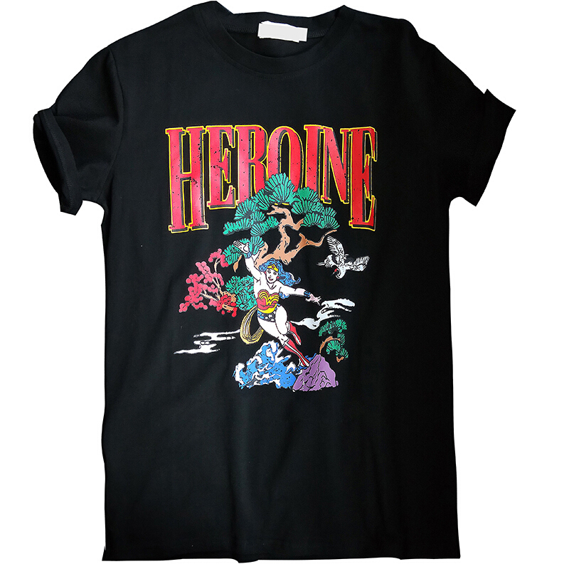 2018新款早春张碧晨刘雯男女同款印花短袖T恤女韩范宽松情侣上衣