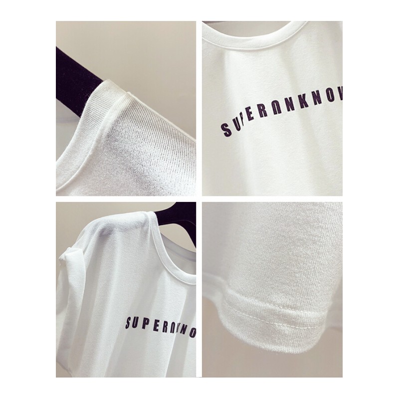 冰丝短袖女夏装2018新款韩版宽松白色T恤针织半袖体恤上衣服ins潮