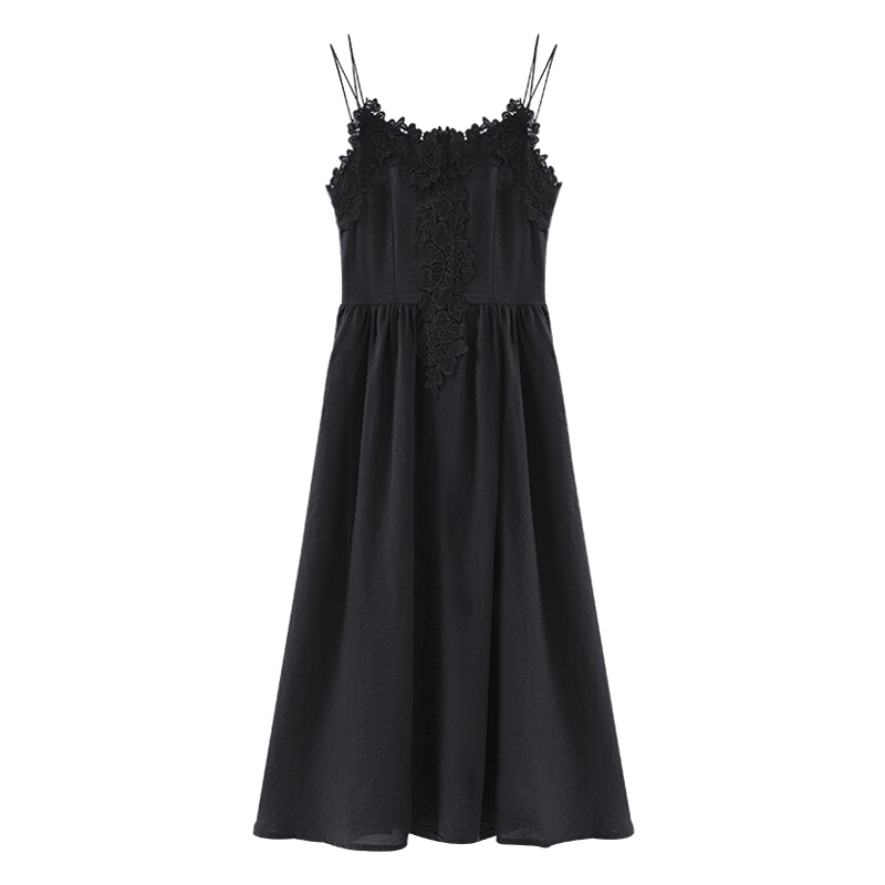 夏装2018新款小心机连衣裙显瘦韩版中长款V领带裙女冷淡风裙子