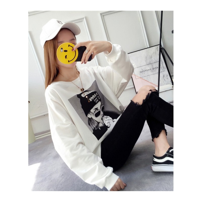 薄款卫衣女套头2018春秋装新款韩版潮学生宽松上衣超火酷长袖外套白色