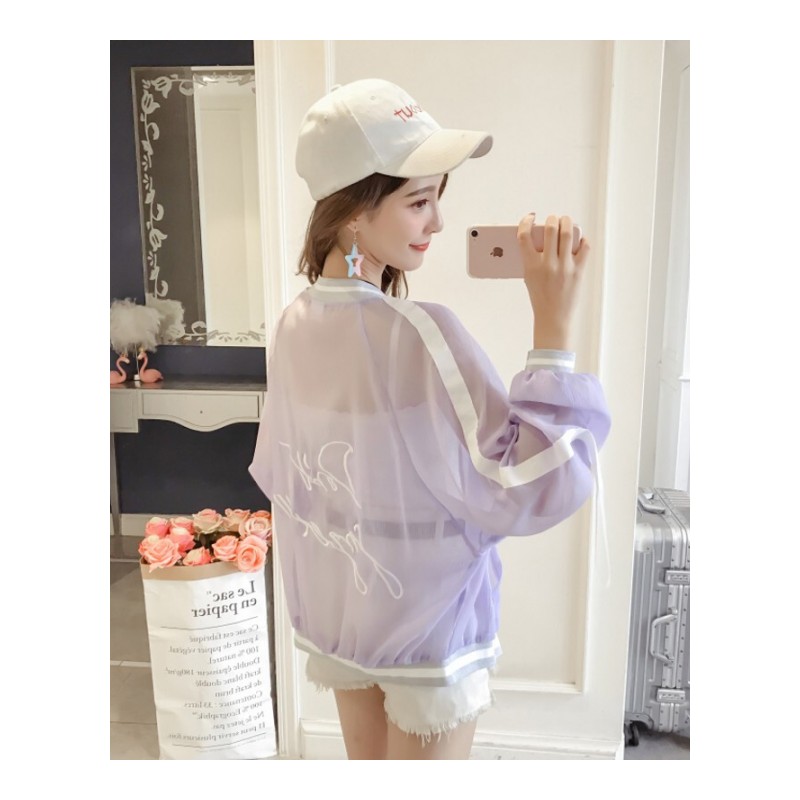 2018夏装新款韩版宽松薄款棒球服防晒衣女防紫外线空开衫短外套