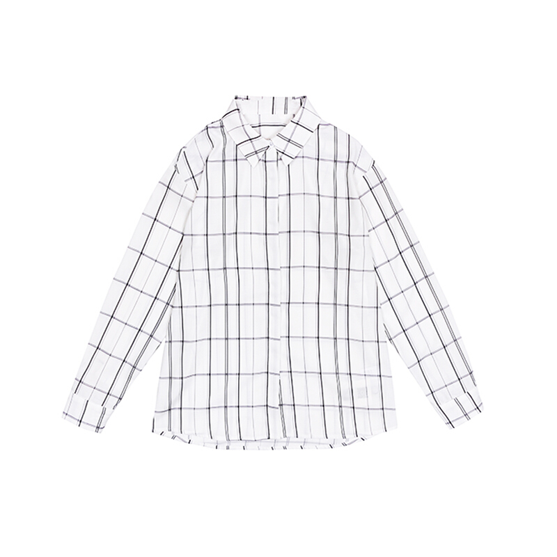 夏季百搭学生长袖格子上衣女2018新款宽松薄款防晒衬衫潮 图色 均码