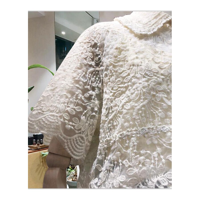 夏装新款带打底衫配钩花蕾丝衫短袖两件套女韩范超仙网纱上衣服杏色送带