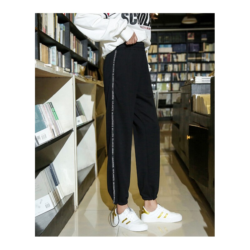 2018新款运动裤女夏学生宽松韩版ulzzang百搭原宿bf阔腿休闲裤子