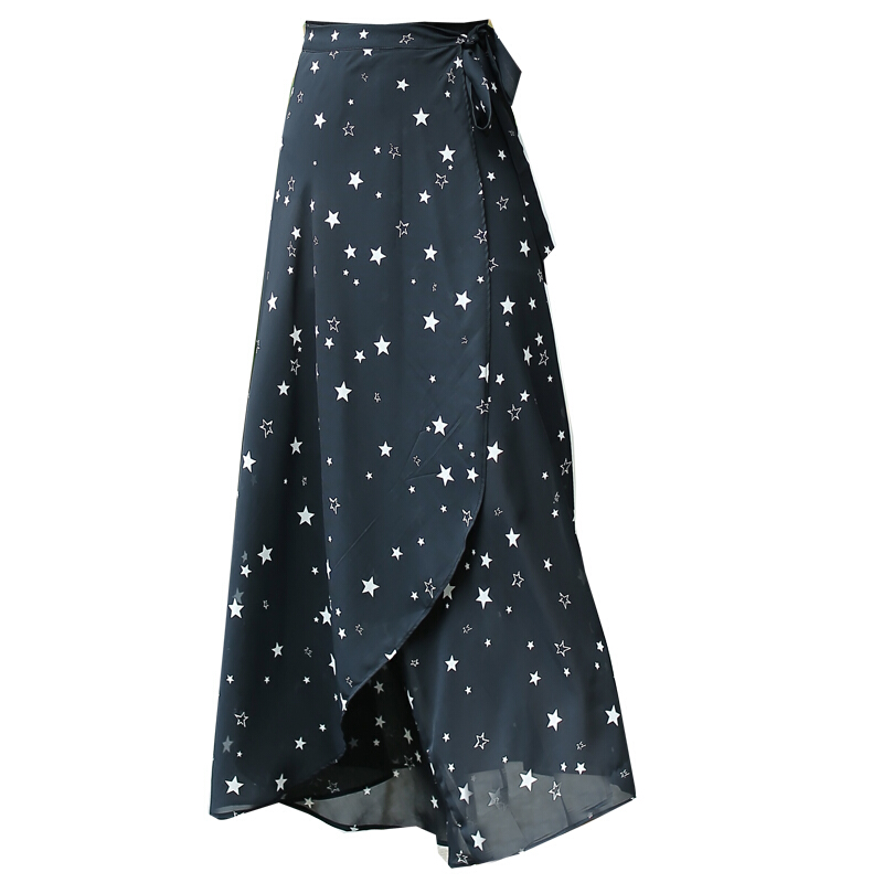 韩版一片式波西米亚海边度假修身显瘦简约雪纺裹裙下半身裙长裙女黑色