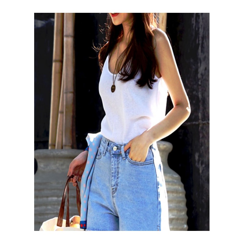 2018韩版白色带背心女夏新纯棉内搭显瘦宽松大码打底衫短款潮