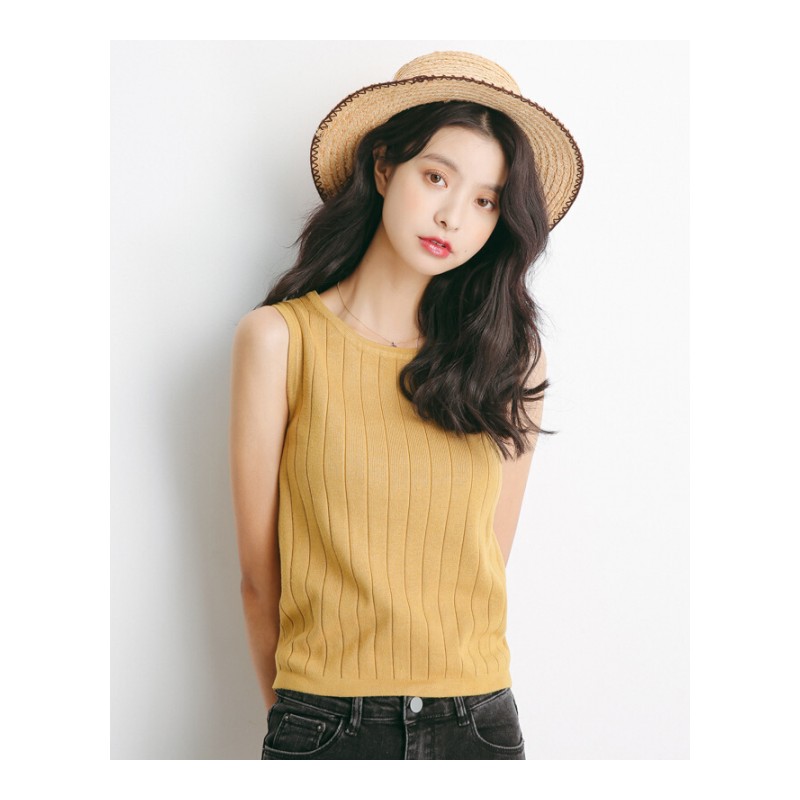 小背心内搭女打底夏季新款2018韩版圆领无袖针织短款带外穿黑色均码