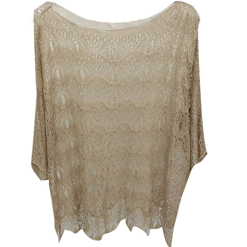 镂空针织衫女套头宽松韩版夏季薄款七分袖罩衫2018新款空衫白色均码