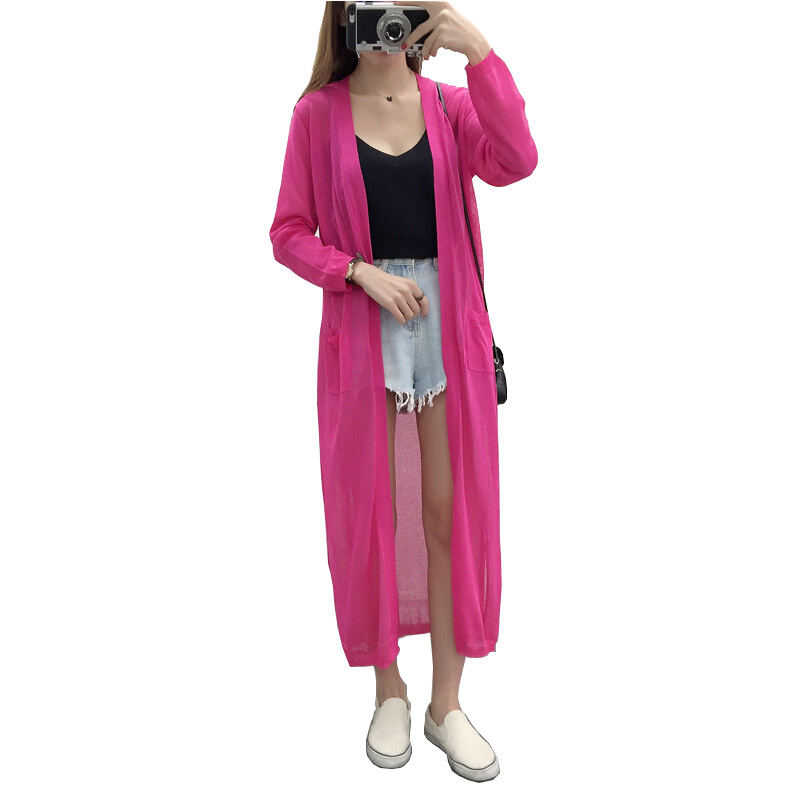 chic风开衫女中长款夏季款宽松冰丝针织衫外搭防晒衣空衫女