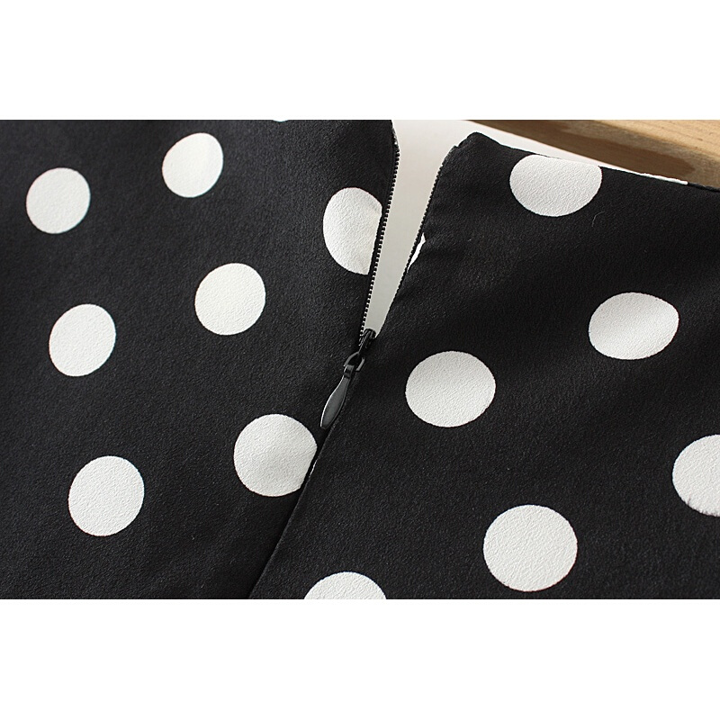 加肥加大码女装18夏新款韩版宽松胖mm荷叶边波点雪纺连衣裙200斤黑色