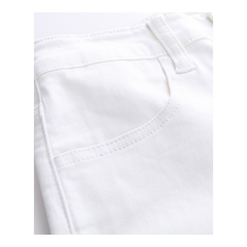 日系夏季新款显瘦紧身显瘦白色高腰牛仔短裤女卷边热裤子潮白色