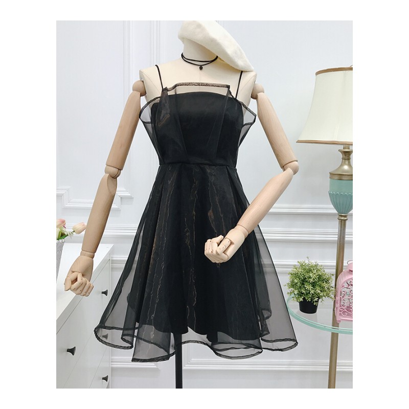 2018夏季新款时尚百搭带裹胸收腰显瘦露背连衣裙短裙小礼服女灰色均码