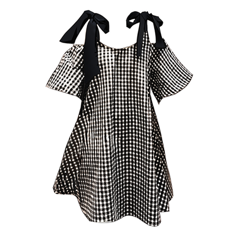 200斤胖妹妹夏装2018新款大码女装韩版A字型一字肩露肩连衣裙藏肉黑色